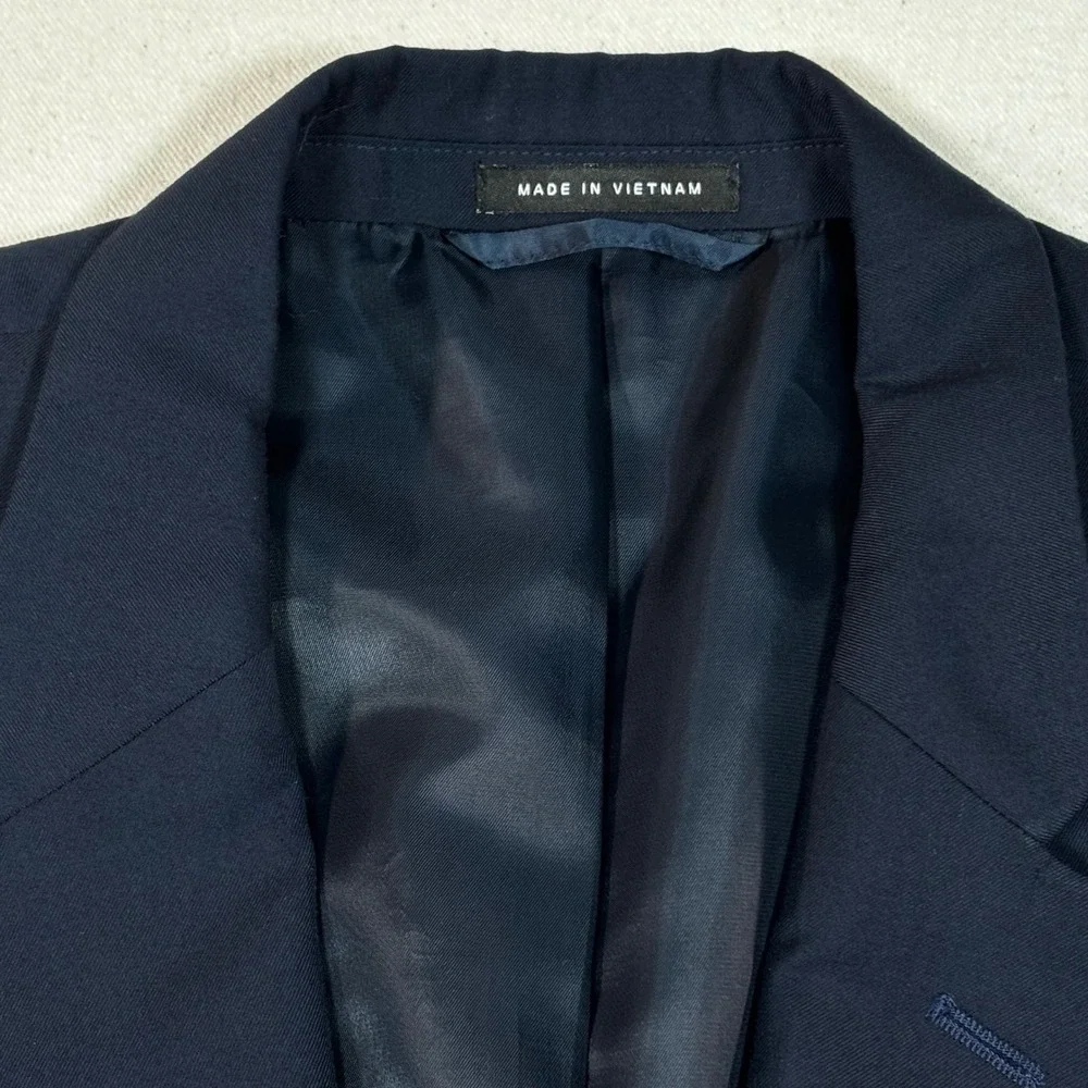 Alfani Navy Blue Regular Fit Suit Jacket Mens 46R Polyester Rayon Blend